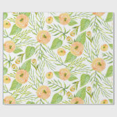 Pastel peach peonies lush flower cadeaupapier (Vlak)