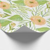 Pastel peach peonies lush flower cadeaupapier (Hoek)