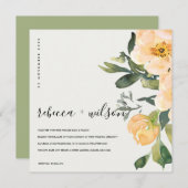 PASTEL PEACH PEONY FLORAL WATERVERF WEDING KAART (Voorkant / Achterkant)