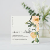 PASTEL PEACH PEONY FLORAL WATERVERF WEDING KAART (Staand voorkant)