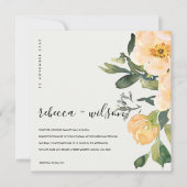 PASTEL PEACH PEONY FLORAL WATERVERF WEDING KAART (Voorkant)