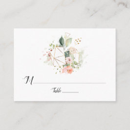 Pastel Peach Pink Gold Geometrische platte plaats  Plaatskaartje