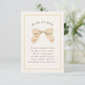 Pastel Peach Plaid Bow Elegant Baby shower Informatiekaartje (Staand voorkant)