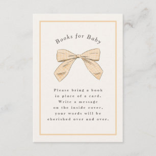 Pastel Peach Plaid Bow Elegant Baby shower Informatiekaartje