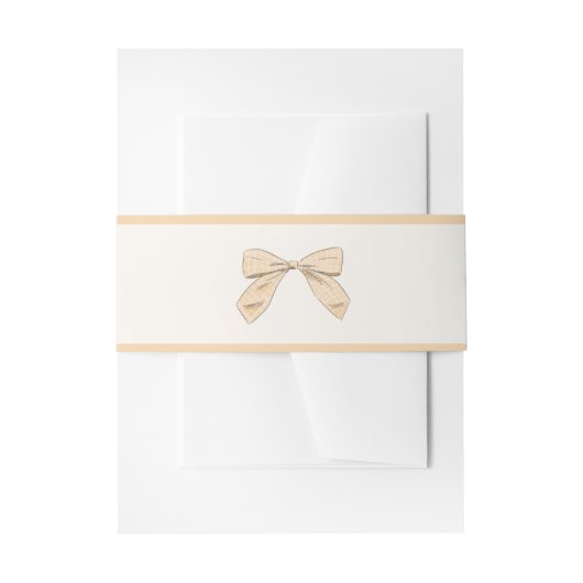 Pastel Peach Plaid Bow Elegant Neutraal Baby showe Uitnodigingen Wikkel (Voorkant Voorbeeld)