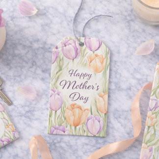Pastel Peach Purple Spring Floral Mother's Day Cadeaulabel