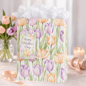 Pastel Peach Purple Spring Floral Mother's Day Cadeaulabel