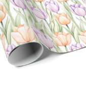 Pastel Peach Purple Tulips Spring Floral Cadeaupapier (Rol Hoek)