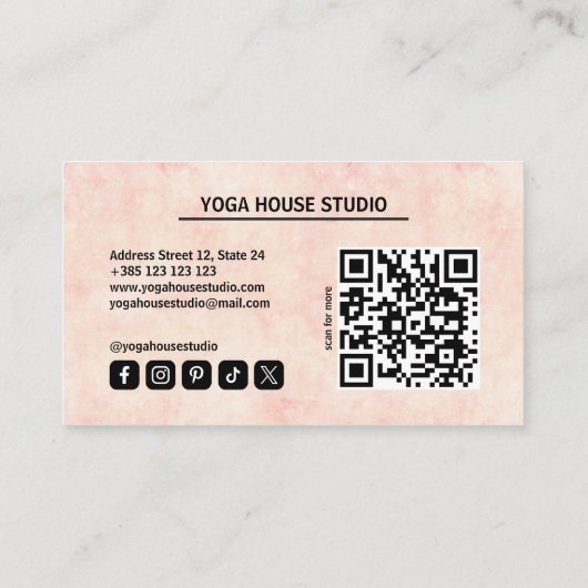 Pastel Peach QR Code Yoga Loyaliteit Kaart Klantenkaartje (Achterkant)