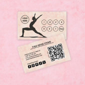 Pastel Peach QR Code Yoga Loyaliteit Kaart Klantenkaartje