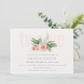 Pastel Peach Roos Floral Bunch 12 Birthday Invite Bedankkaart (Staand voorkant)