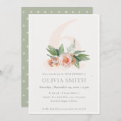 Pastel Peach Roos Floral Bunch 6th Birthday Invite Bedankkaart (Voorkant / Achterkant)