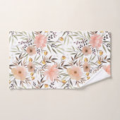 Pastel Peach roze Olive Brown | Floral Pattern Bad Handdoek (Handdoek)