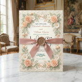 Pastel Peach & Sage Green Floral Garden Wedding Kaart