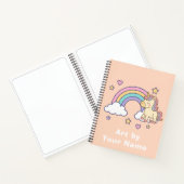 Pastel Peach Unicorn Rainbow Personalized Notitieboek (Binnen)