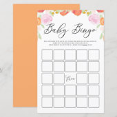 Pastel Peaches and Flowers Baby shower Bingo Game (Voorkant / Achterkant)