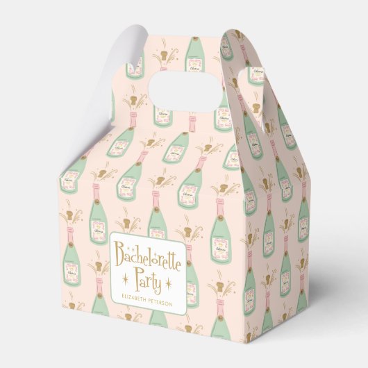 Pastel Peachy Bachelorette Party Sparkle Bedankdoosjes (Voorkant Zijde)