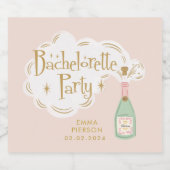Pastel Peachy Bachelorette Party Sparkle Sparkling Wijnetiket (Enkel label)