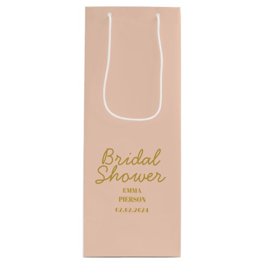 Pastel Peachy Favor gift Vrijgezellenfeest Wijn Cadeautas (Voorkant)