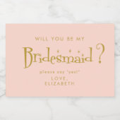 Pastel Peachy Roze Bruidsmeisje Voorstel Gift Sparkling Wijnetiket (Enkel label)