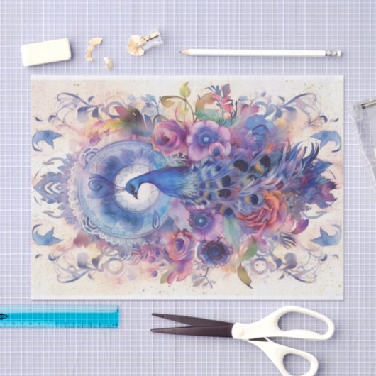 Pastel Peacock en Bloemen Tissuepapier (Craft)