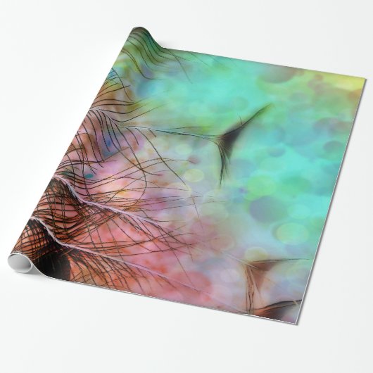 Pastel Peacock Feathers Cadeaupapier (Uitgerold)