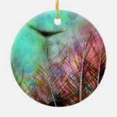 Pastel Peacock Feathers Keramisch Ornament (Achterkant)
