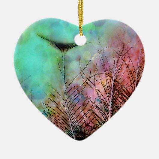 Pastel Peacock Feathers Keramisch Ornament (Voorkant)