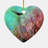 Pastel Peacock Feathers Keramisch Ornament (Achterkant)