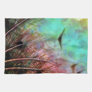 Pastel Peacock Feathers Theedoek