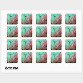 Pastel Peacock Feathers Vierkante Sticker (Vel)
