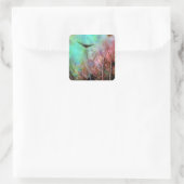 Pastel Peacock Feathers Vierkante Sticker (Tas)