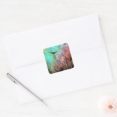 Pastel Peacock Feathers Vierkante Sticker (Envelop)