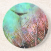 Pastel Peacock Feathers Zandsteen Onderzetter (Voorkant)