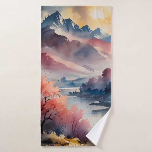 Pastel Peaks en rustig water Bad Handdoek (Badhanddoek)