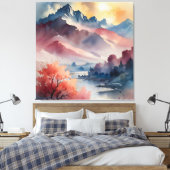 Pastel Peaks en rustig water Canvas Afdruk (Insitu (Slaapkamer))