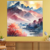 Pastel Peaks en rustig water Canvas Afdruk (Insitu (Woonkamer))