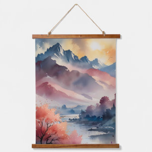Pastel Peaks en rustig water Hangend Wandkleed