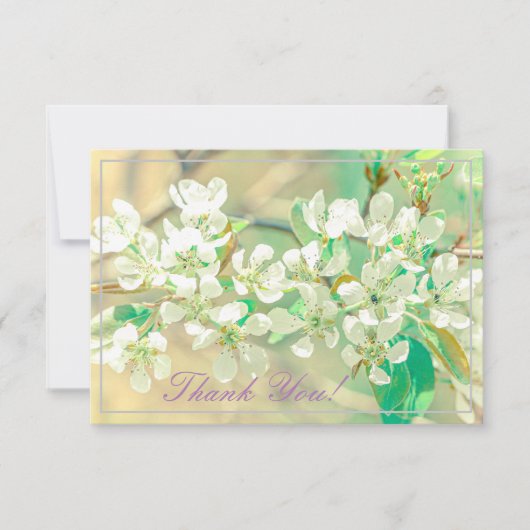 Pastel Pear Tree Blossom Dank je platte Kaart (Voorkant)