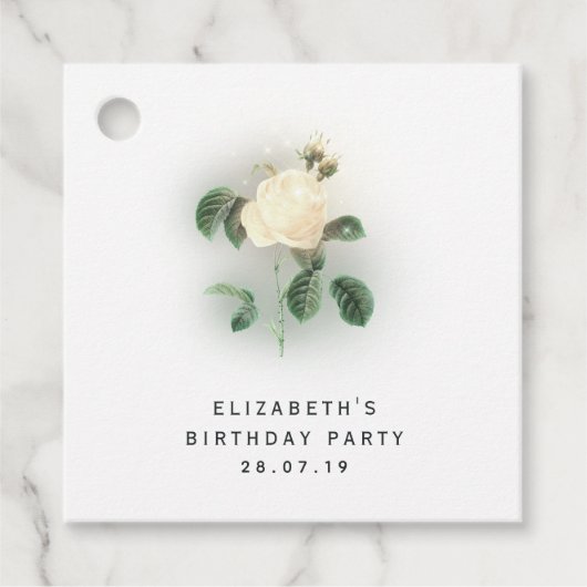 Pastel Pearl gekleurd Roos en Damask Bedankjes Labels (Voorkant)