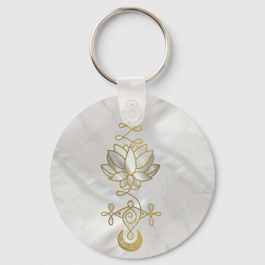 Pastel Pearl Unalome Lotus Symbol Sleutelhanger (Voorkant)