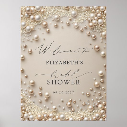 Pastel Pearls with Diamonds Bridal Shower Welcome Poster (Voorkant)
