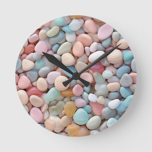 Pastel Pebbles Wall Clock Ronde Klok (Voorkant)