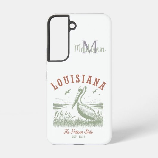 Pastel Pelican Louisiana State Initiaal Naam Samsung Galaxy Hoesje (Achterkant)