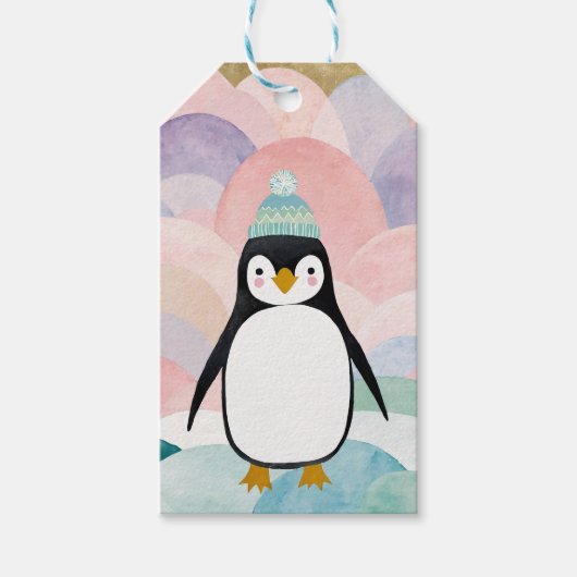 Pastel Penguin Peak Cadeaulabel (Voorkant)