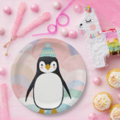Pastel Penguin Peak Papieren Bordje (Feest)