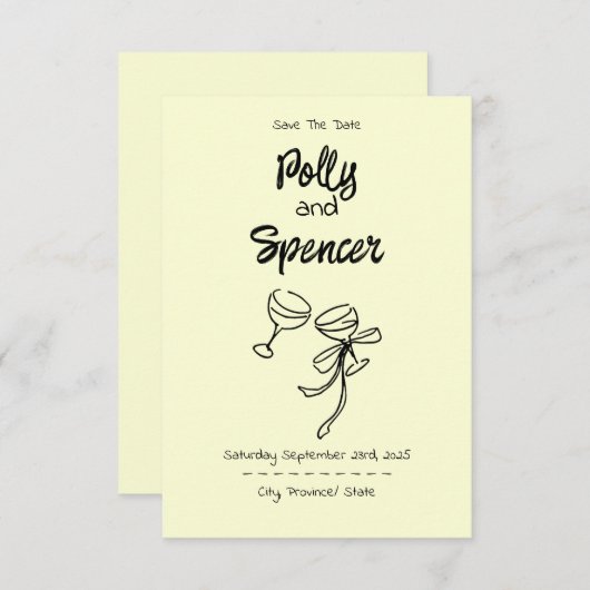 Pastel Penmanship Bewaar de datum Buttercream (Voorkant / Achterkant)