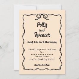 Pastel Penmanship Huwelijksuitnodiging Abrikoos Feestdagenkaart