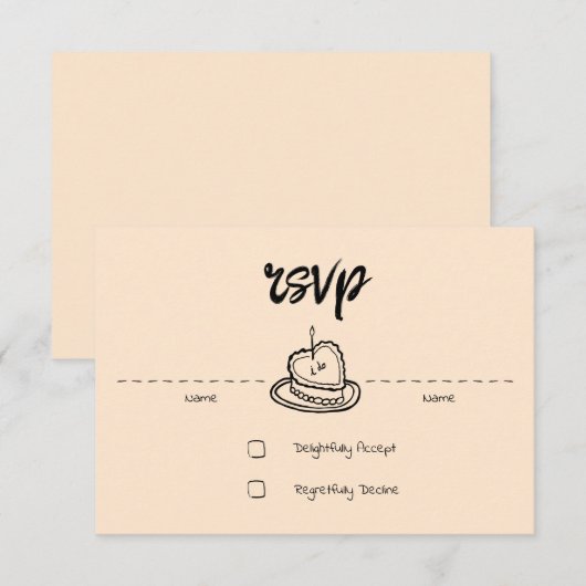 Pastel Penmanship RSVP Card Apricot Kaartje (Voorkant / Achterkant)