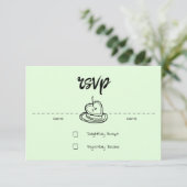 Pastel Penmanship RSVP Card Bleke varen Kaartje (Staand voorkant)
